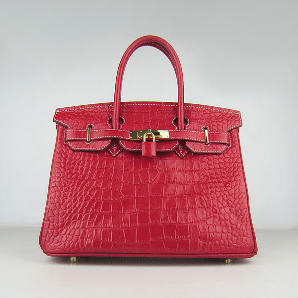 Replica Hermes Birkin 30cm Crocodile Veins Bag Red 6088 On Sale